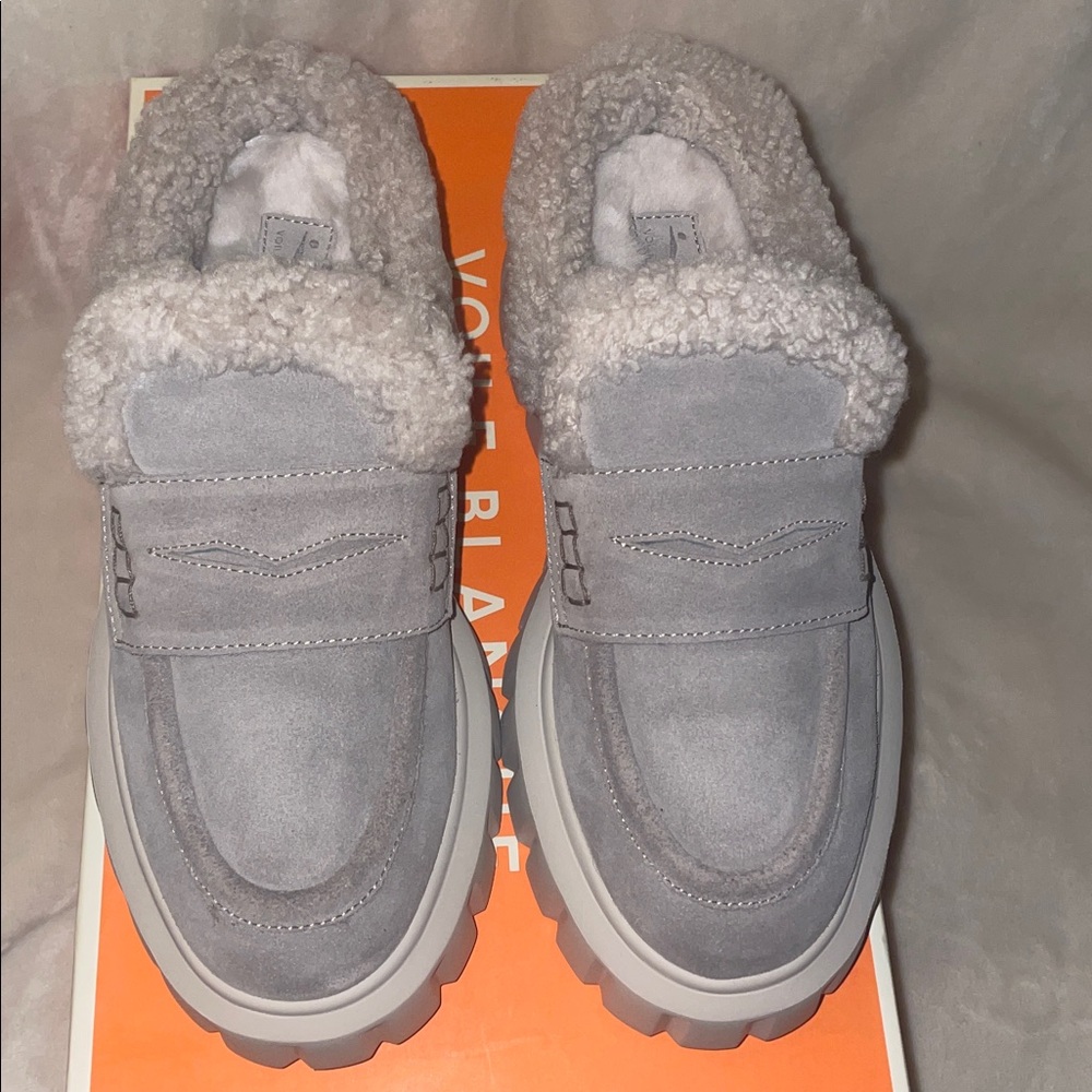 NWT VOILE BLANCHE GRENELLE Genuine Shearling Platform Mule - Picture 9 of 16